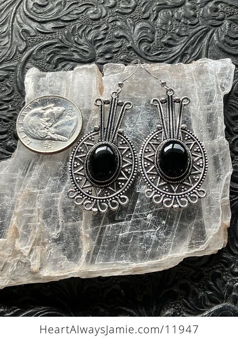 Aztec Mayan Styled Black Onyx Crystal Stone Jewelry Earrings - #k5JLQIQcYJM-5