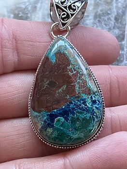 Azurite Chrysocolla Cuprite and Malachite Pendant Stone Crystal Jewelry #UGLn0toYSOo