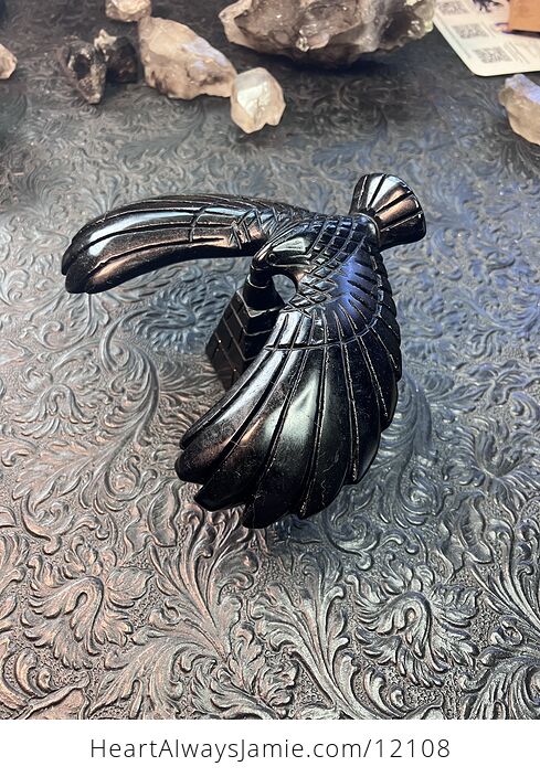 Balancing Spinning Rotating Black Obsidian Eagle and Pyramid Crystal Carving - #fqV8qpplcVs-1