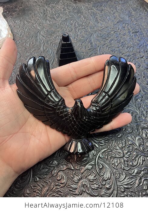 Balancing Spinning Rotating Black Obsidian Eagle and Pyramid Crystal Carving - #fqV8qpplcVs-3