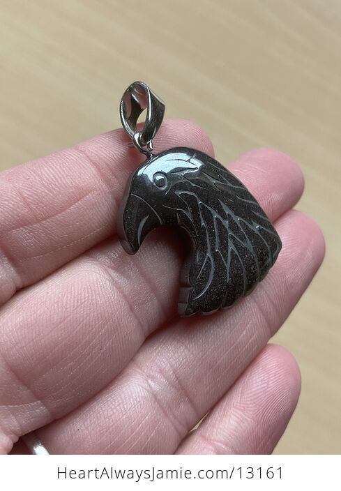 Bald Eagle Black Carved Magnetic Hematite Stone Pendant - #c0cisnmayqw-2