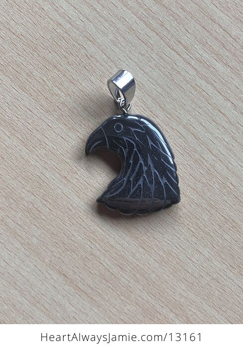 Bald Eagle Black Carved Magnetic Hematite Stone Pendant - #c0cisnmayqw-4