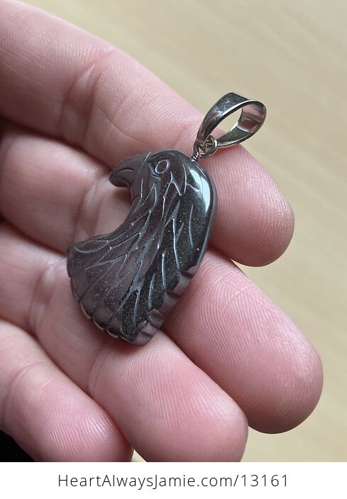 Bald Eagle Black Carved Magnetic Hematite Stone Pendant - #c0cisnmayqw-3