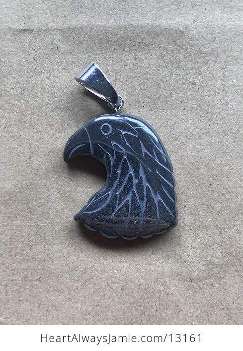 Bald Eagle Black Carved Magnetic Hematite Stone Pendant - #c0cisnmayqw-5