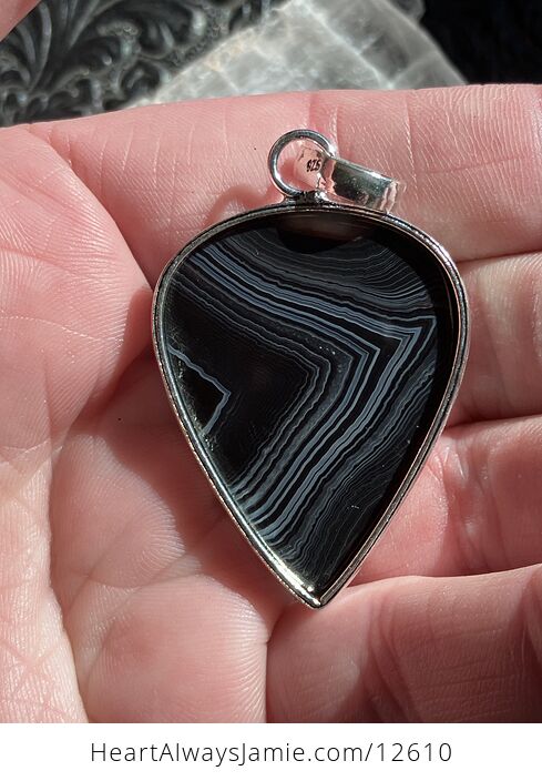 Banded Black Onyx Agate Stone Crystal Jewelry Pendant - #rCle2mYrZFU-6