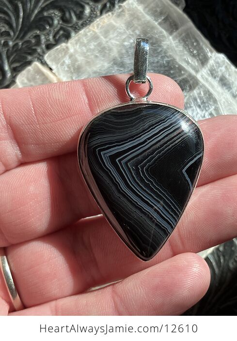 Banded Black Onyx Agate Stone Crystal Jewelry Pendant - #rCle2mYrZFU-3