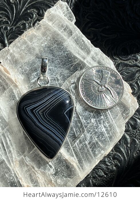 Banded Black Onyx Agate Stone Crystal Jewelry Pendant - #rCle2mYrZFU-2