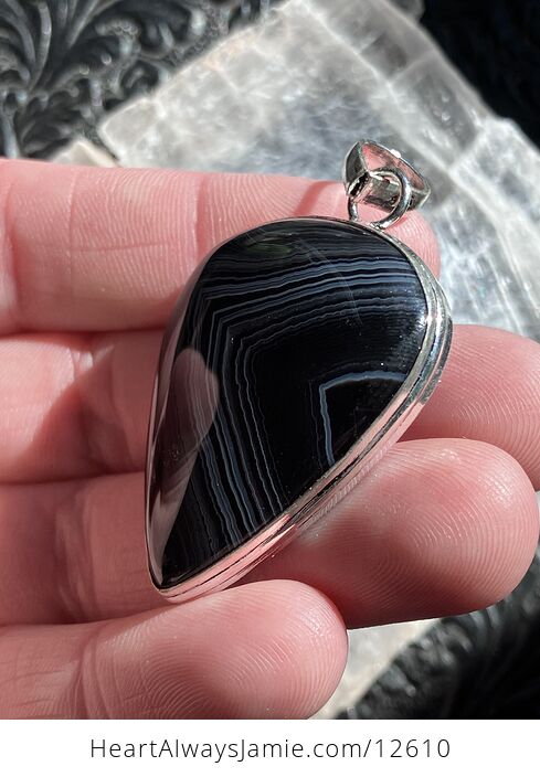 Banded Black Onyx Agate Stone Crystal Jewelry Pendant - #rCle2mYrZFU-5