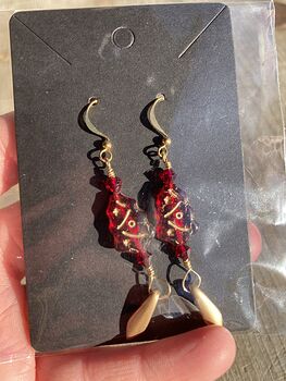 Beaded Christmas Tree Earrings in Red and Gold #qZszYAmi8kQ