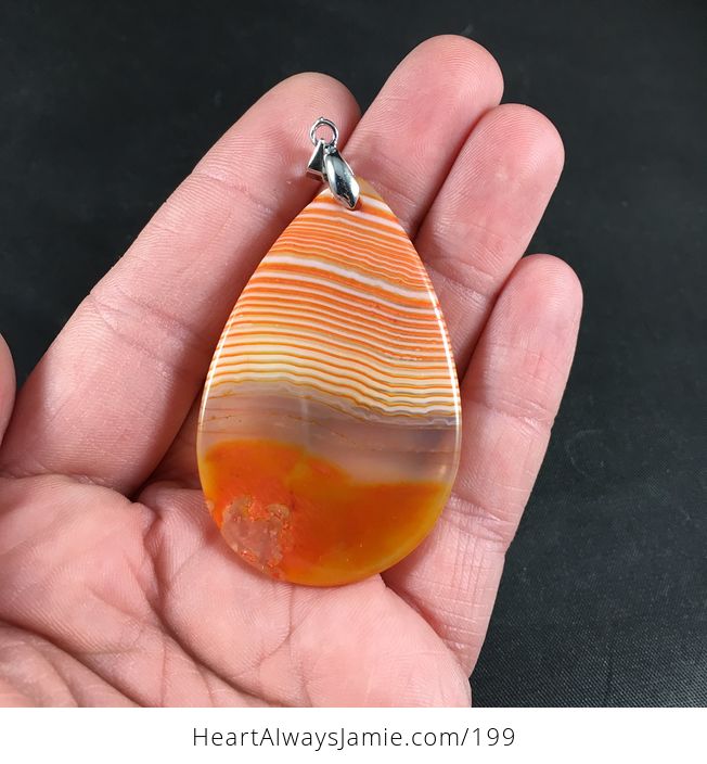 Beautiful Agate Stone Pendant Necklace with Horizontal Stripes and Semi Transparent Section - #9Om6X8H2dzE-2