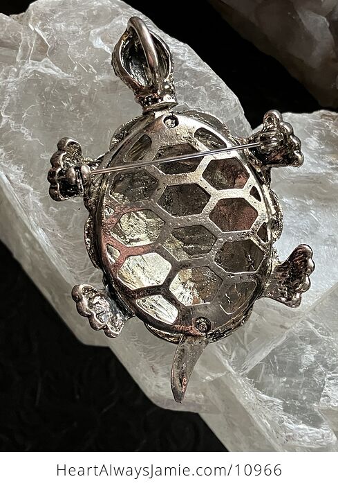Beautiful Articulated Turtle Tortoise Brooch Pin and Pendant with Aurora Borealis Rhinestones - #5DJ7Wek3AR8-2