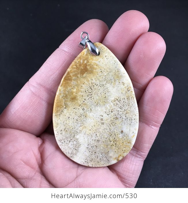 Beautiful Beige and Orange Nipomo Coral Fossil Stone Pendant Necklace - #y4uKNt6JPO8-2