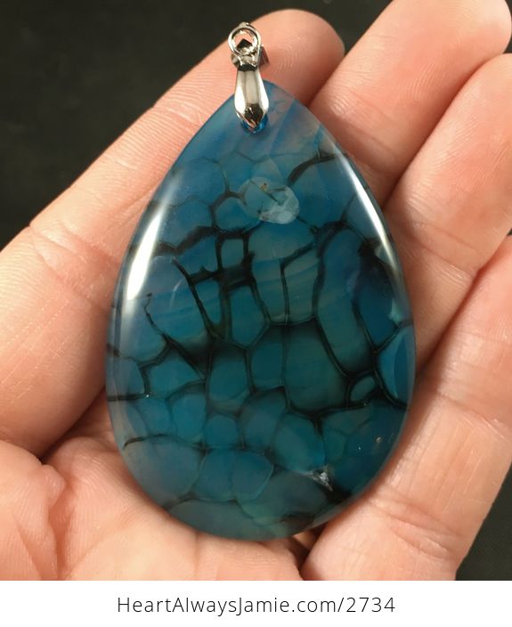 Beautiful Black and Blue Dragon Veins Stone Pendant - #UlYBlO1SyYk-1