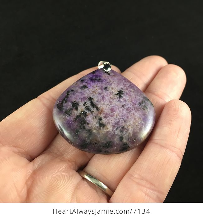 Beautiful Black and Purple Lepidolite Stone Jewelry Pendant - #jEPQ1XDsbQY-2