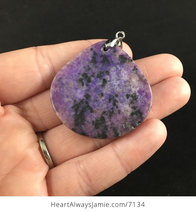 Beautiful Black and Purple Lepidolite Stone Jewelry Pendant - #jEPQ1XDsbQY-5