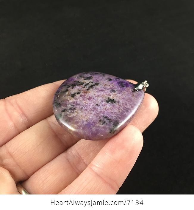 Beautiful Black and Purple Lepidolite Stone Jewelry Pendant - #jEPQ1XDsbQY-3