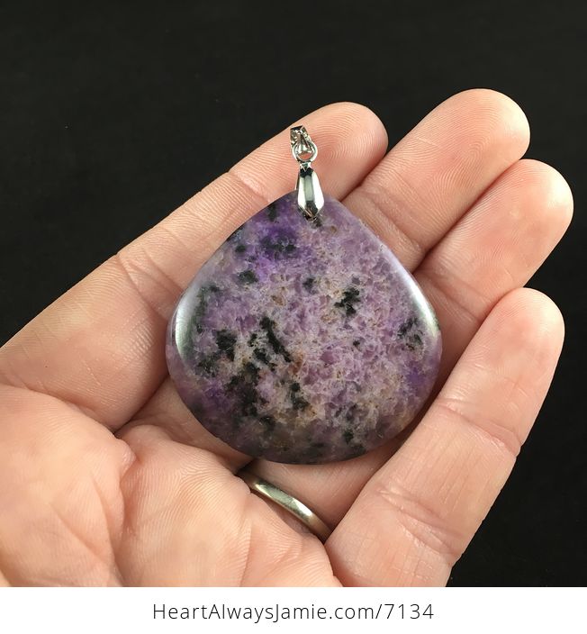 Beautiful Black and Purple Lepidolite Stone Jewelry Pendant - #jEPQ1XDsbQY-1