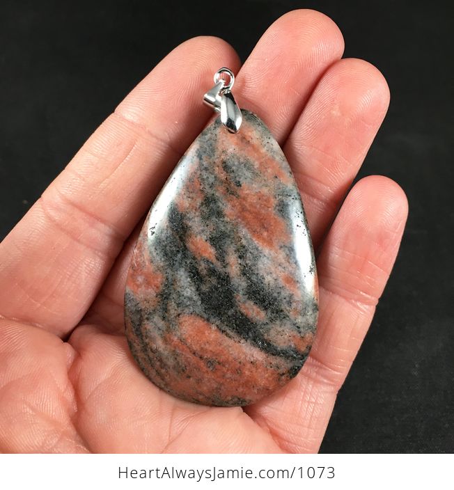 Beautiful Black and Red Laterite Fossil Pendant - #ndPBut9hHRw-1