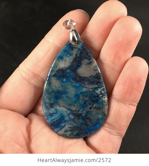 Beautiful Blue and Gray Crazy Lace Agate Stone Pendant Necklace - #9evbPGyhzCI-2