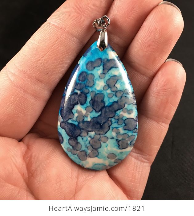 Beautiful Blue and Gray Riverstones Stone Pendant Necklace - #MLsNqxOj8g0-2