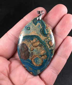 Beautiful Blue Brown and Tan 34river and Land34 Choi Finches Stone Pendant Necklace #IuMM5nnGpmo