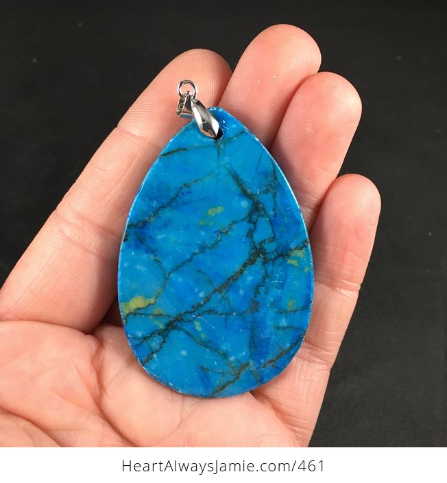 Beautiful Blue Brown Black and Green Pig Encephalolith Stone Pendant Necklace - #VIoDcm3csSg-2