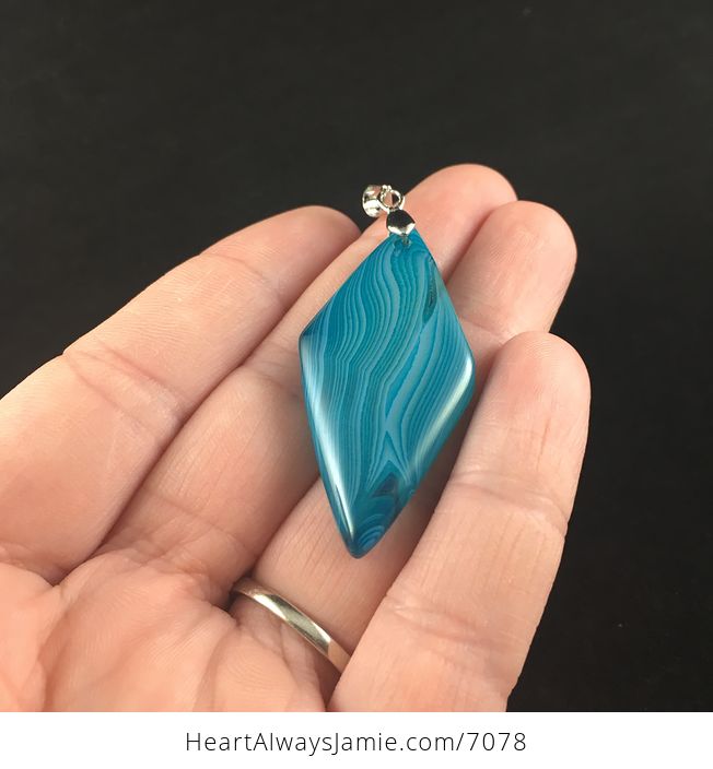 Beautiful Blue Diamond Shaped Agate Stone Jewelry Pendant - #SO51FqVAzNY-2