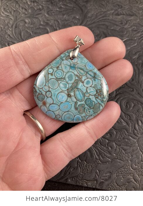 Beautiful Blue Maifanite Fossil Stone Jewelry Pendant - #hsLs6dOYSnM-3