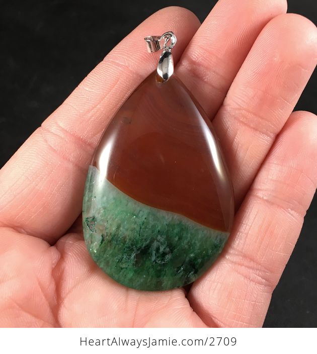Beautiful Brown and Green Druzy Stone Pendant - #zP6SW4ALBvc-1