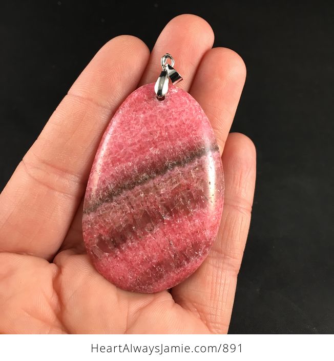 Beautiful Brown and Pink Argentina Rhodochrosite Stone Pendant Necklace - #jQDxyvomNjQ-4