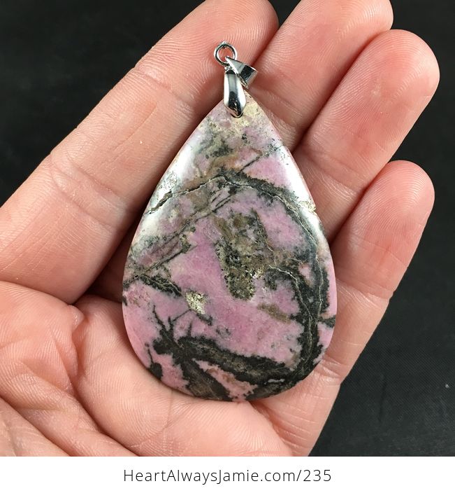 Beautiful Brown and Pink Rhodonite Stone Pendant - #yx8eG9aRLB0-1