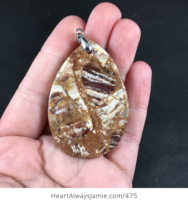 Beautiful Brown and Tan Succor Creek Jasper Stone Pendant Necklace - #F1iFjqoZo18-2