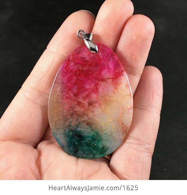 Beautiful Colorful Rainbow Druzy Stone Pendant Necklace - #DOrUAmjN2Xg-2