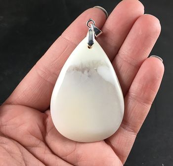 Beautiful Cream and White African Dendrite Opal Stone Pendant #5WY0HtjwDk0
