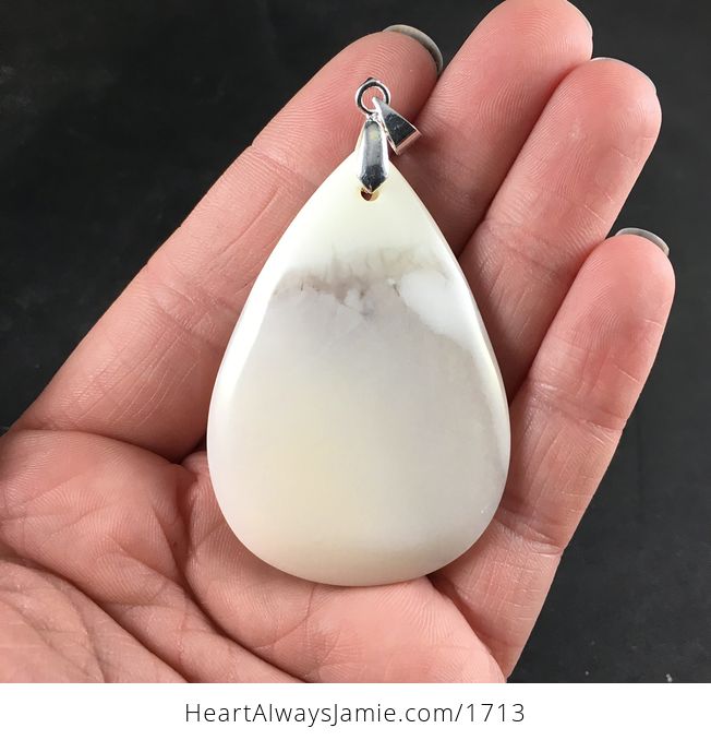 Beautiful Cream and White African Dendrite Opal Stone Pendant - #5WY0HtjwDk0-1