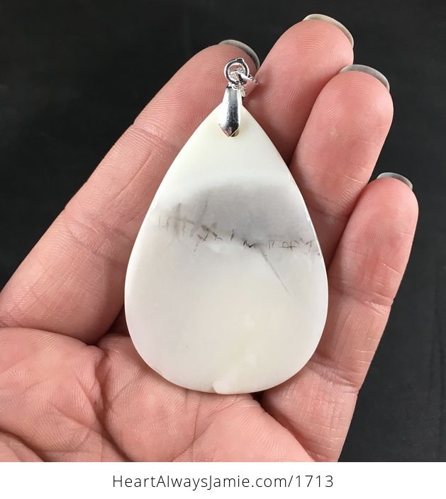 Beautiful Cream and White African Dendrite Opal Stone Pendant Necklace - #5WY0HtjwDk0-2