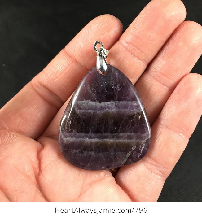 Beautiful Dark Purple Chevron Amethyst Stone Pendant Necklace - #q25HeQ0rTBE-2