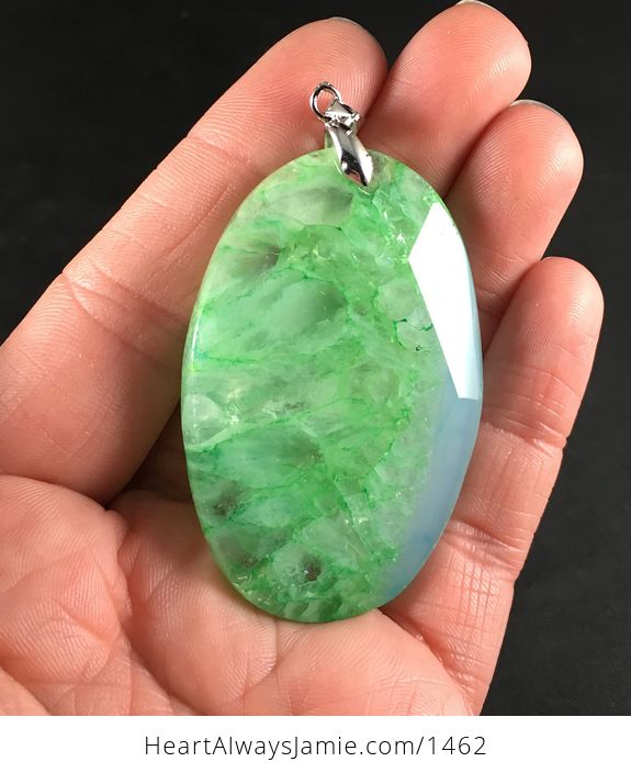 Beautiful Faceted Green and Blue Drusy Agate Stone Pendant - #uCFHDpine54-1
