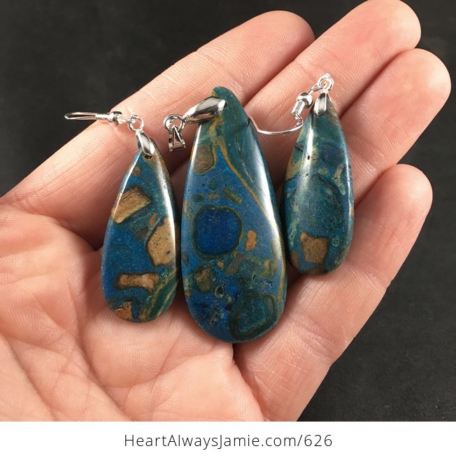 Beautiful Ghosts Eye Jasper Malachite or Choi Finches Stone Necklace and Earring Set - #UKsmedLCHOY-1