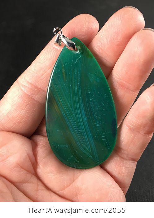 Beautiful Green Agate Stone Pendant Necklace - #qnWyQAxlQOM-2