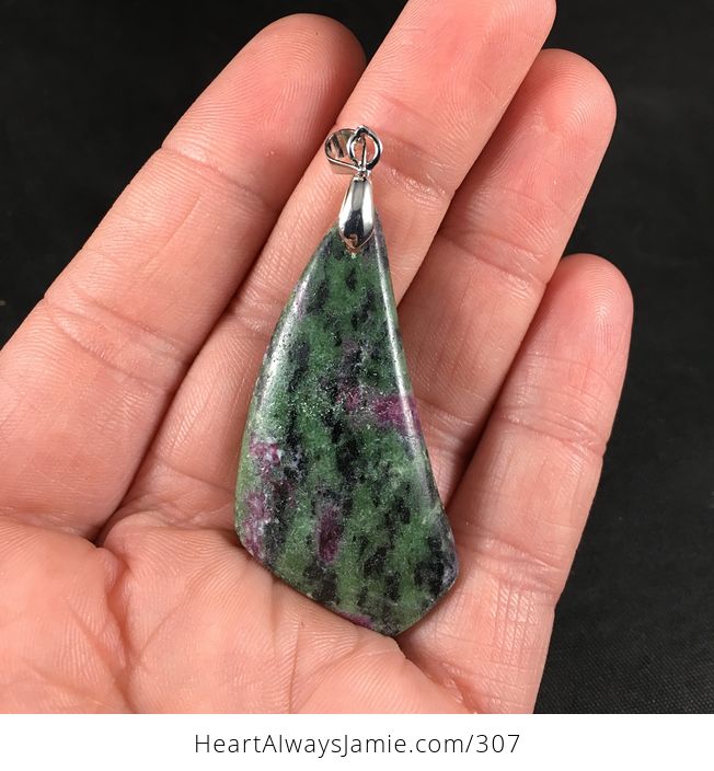 Beautiful Green and Purple Natural Ruby in Zoisite Stone Pendant - #WPnkpRSssaY-1
