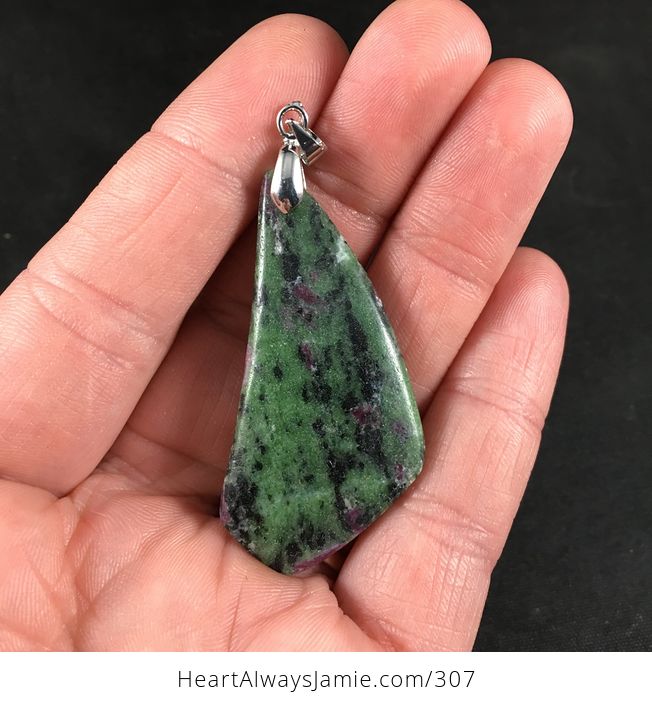 Beautiful Green and Purple Natural Ruby in Zoisite Stone Pendant Necklace - #WPnkpRSssaY-2
