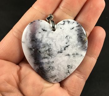 Beautiful Heart Shaped African Dendrite Moss Opal Stone Pendant #WfIzL4T2pqg