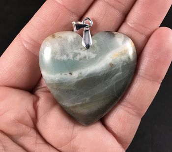 Beautiful Heart Shaped Amazonite Jasper Stone Pendant #TE2lwmwLDcA