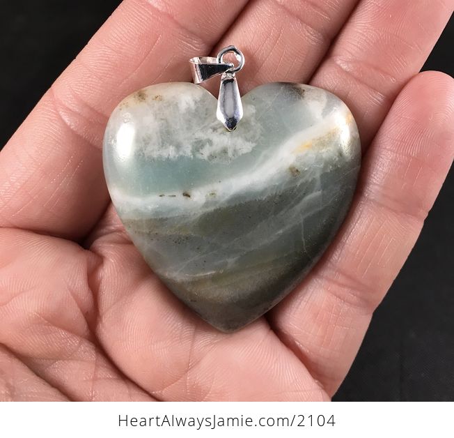 Beautiful Heart Shaped Amazonite Jasper Stone Pendant - #TE2lwmwLDcA-1