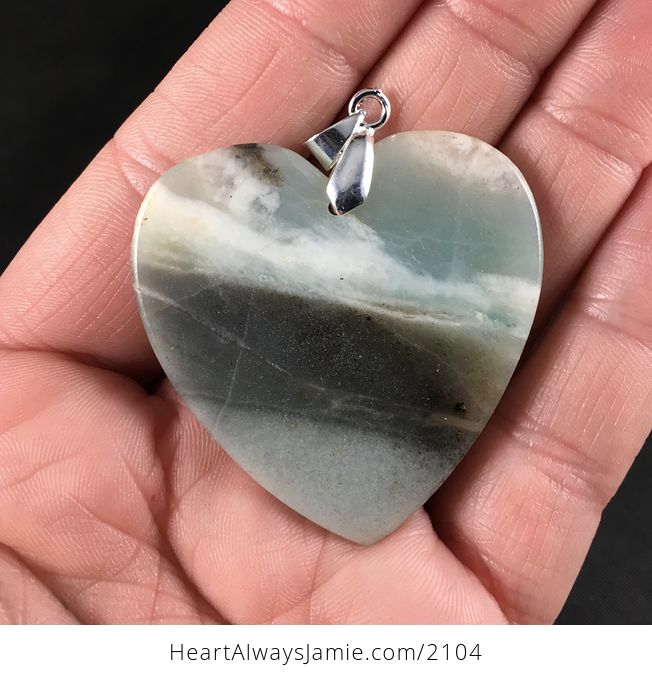 Beautiful Heart Shaped Amazonite Jasper Stone Pendant Necklace - #TE2lwmwLDcA-2