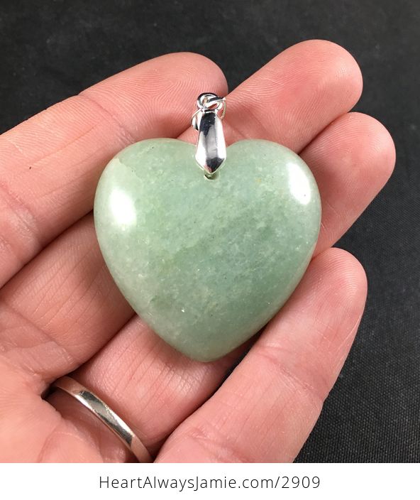 Beautiful Heart Shaped Green Aventurine Stone Pendant - #pLmlotoWfL0-1