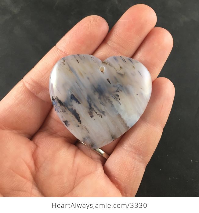 Beautiful Heart Shaped Natural Marine Ocean Chalcedony Stone Pendant Jewelry - #eGWn3QnCapU-1