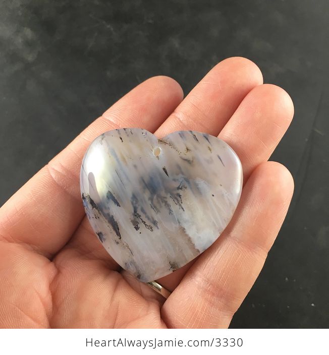Beautiful Heart Shaped Natural Marine Ocean Chalcedony Stone Pendant Necklace Jewelry - #eGWn3QnCapU-3