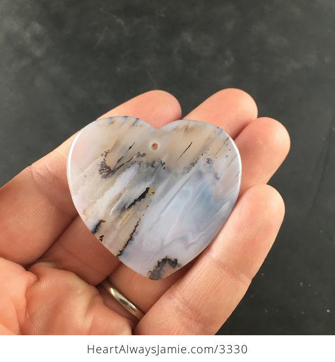 Beautiful Heart Shaped Natural Marine Ocean Chalcedony Stone Pendant Necklace Jewelry - #eGWn3QnCapU-5